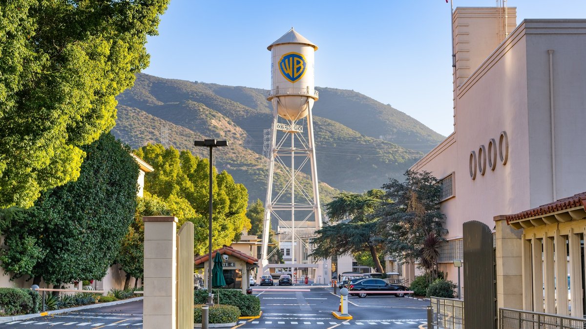 The Warner Bros. water tower on the studio lot in Burbank, California