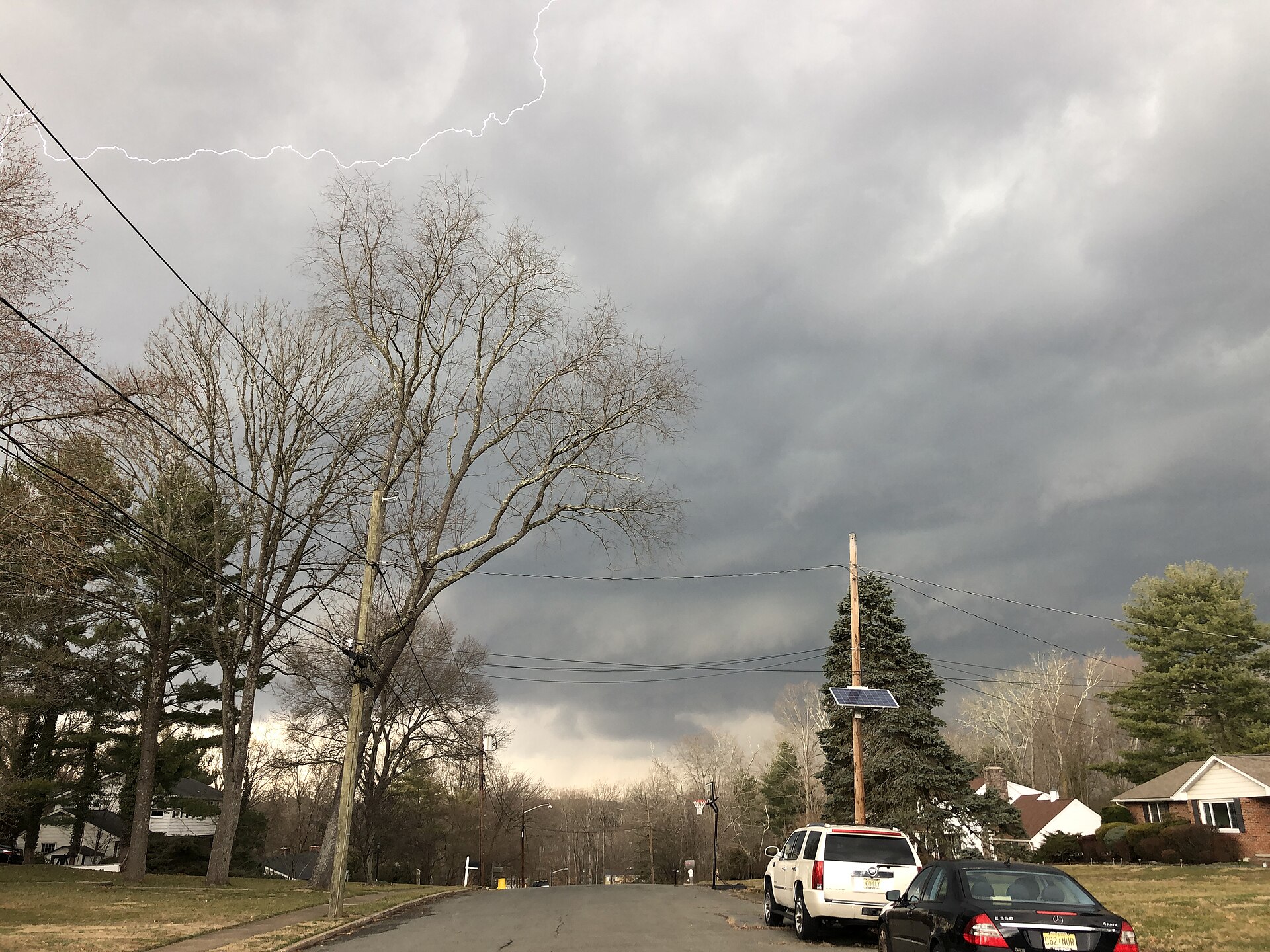 Cumulonimbus clouds with lightning at sunset over Ewing Township, New Jersey (file photo)