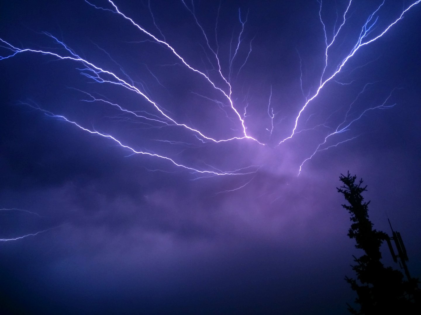 Lightning branching across a night sky during a thunderstorm (file photo)