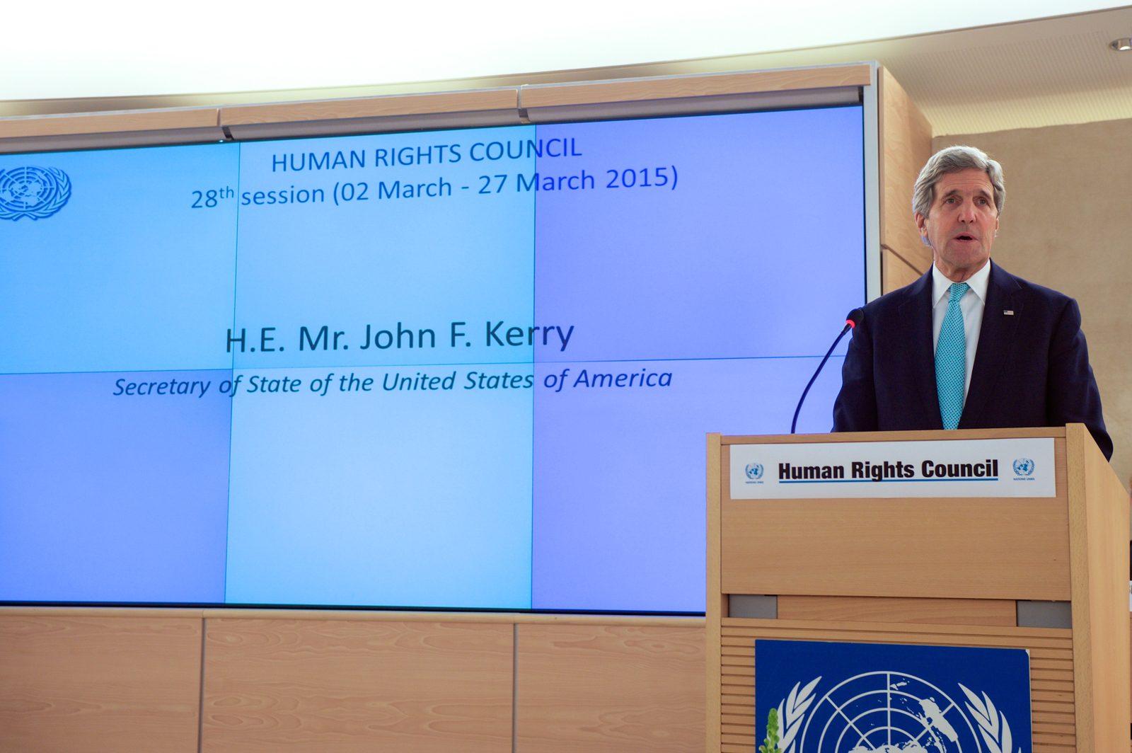 The UN Human Rights Council chamber in Geneva (file photo)