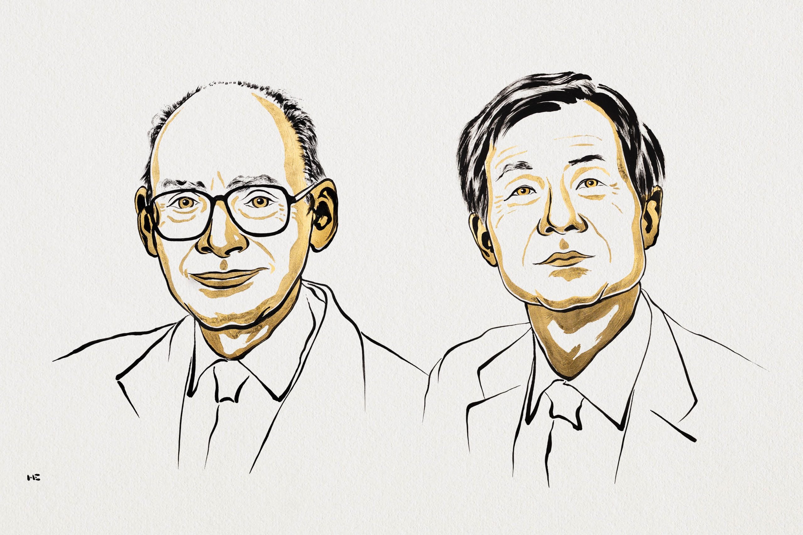 Official Nobel Prize portraits of 2026 chemistry laureates Henri B. Kagan and Kenso Soai