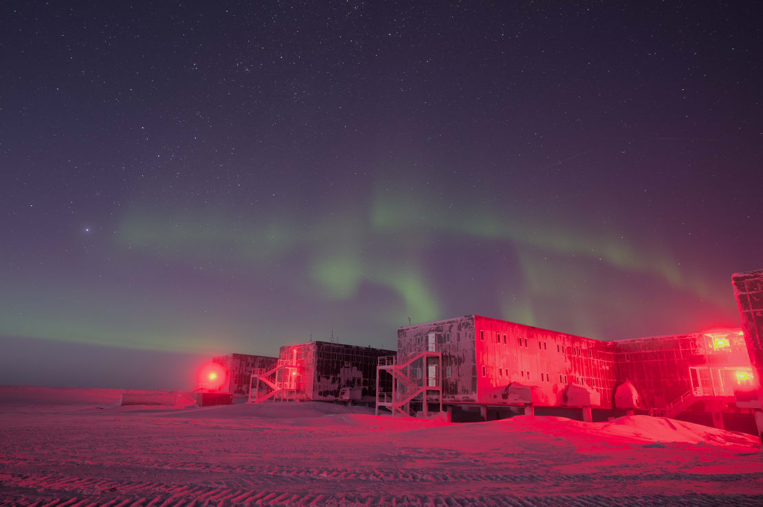 Aurora over the Amundsen-Scott South Pole Station