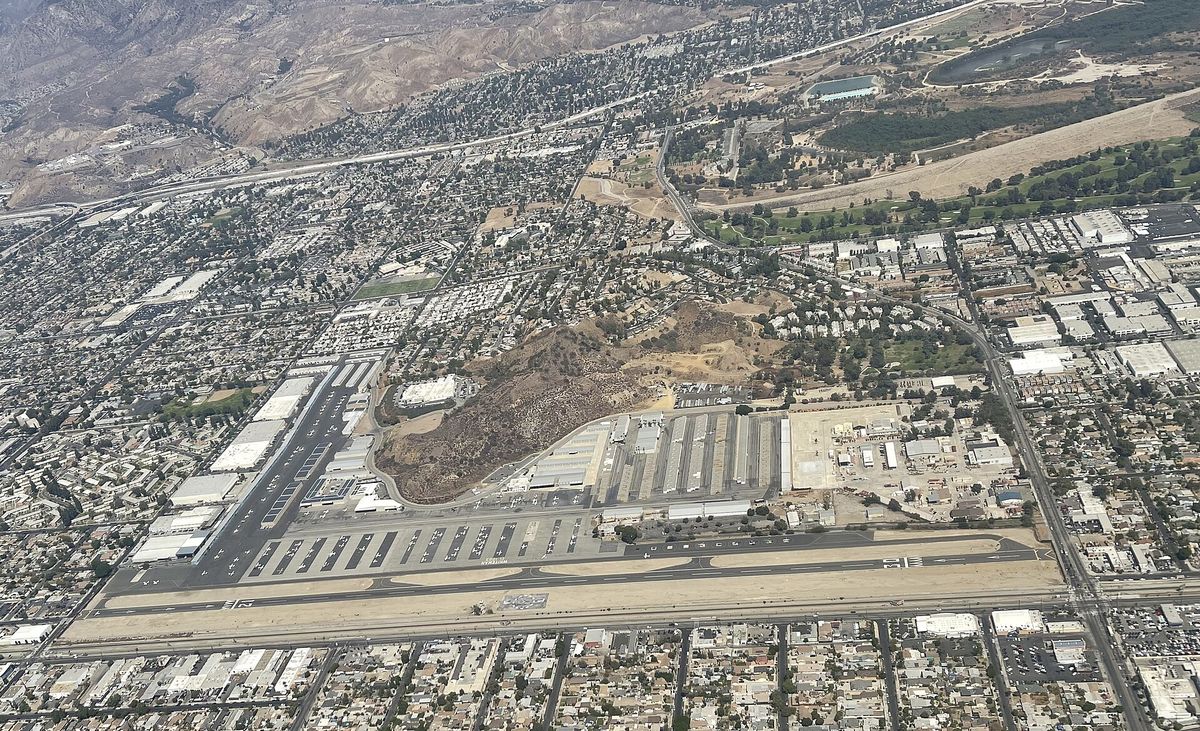Aerial view of Whiteman Airport in Pacoima.