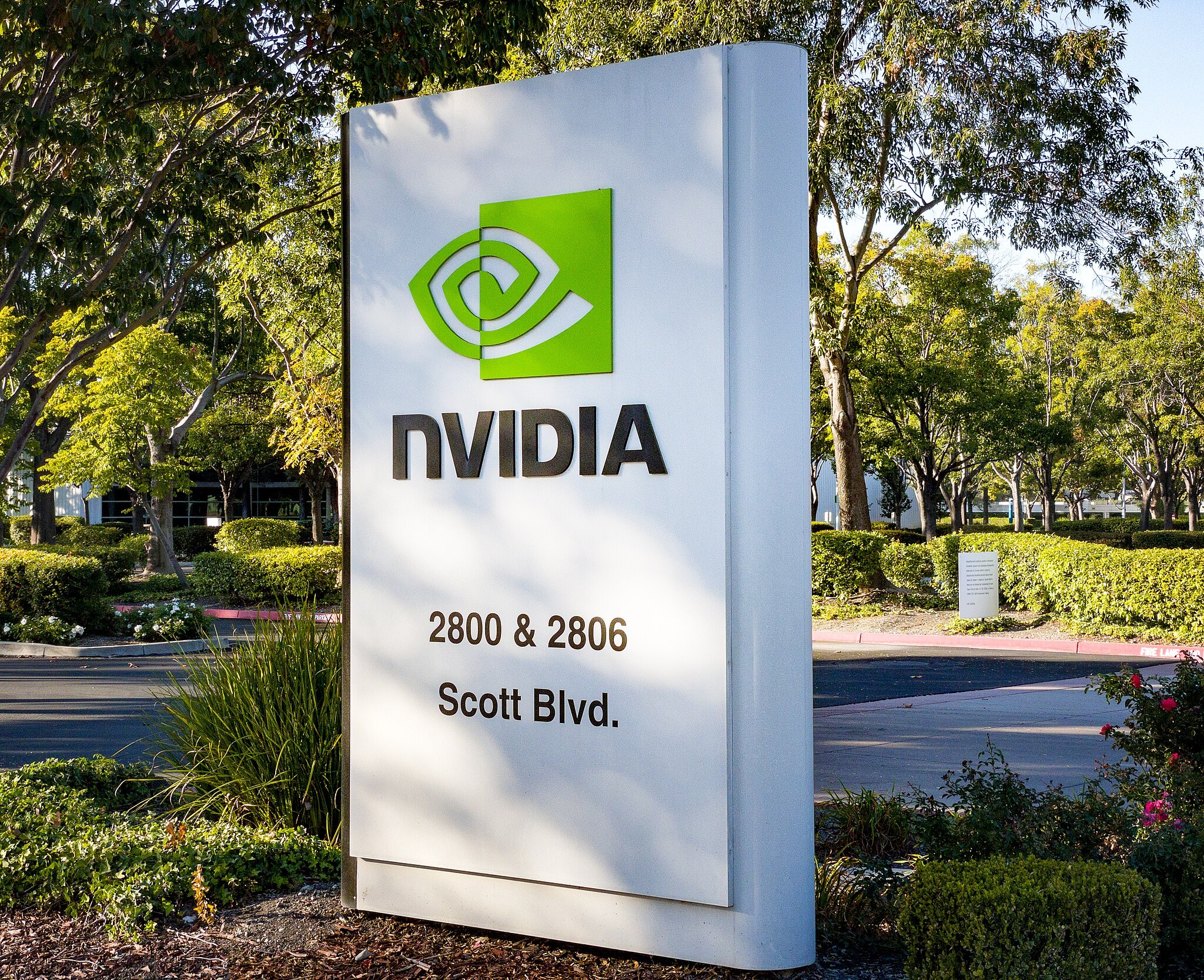 Nvidia company signage at a corporate office