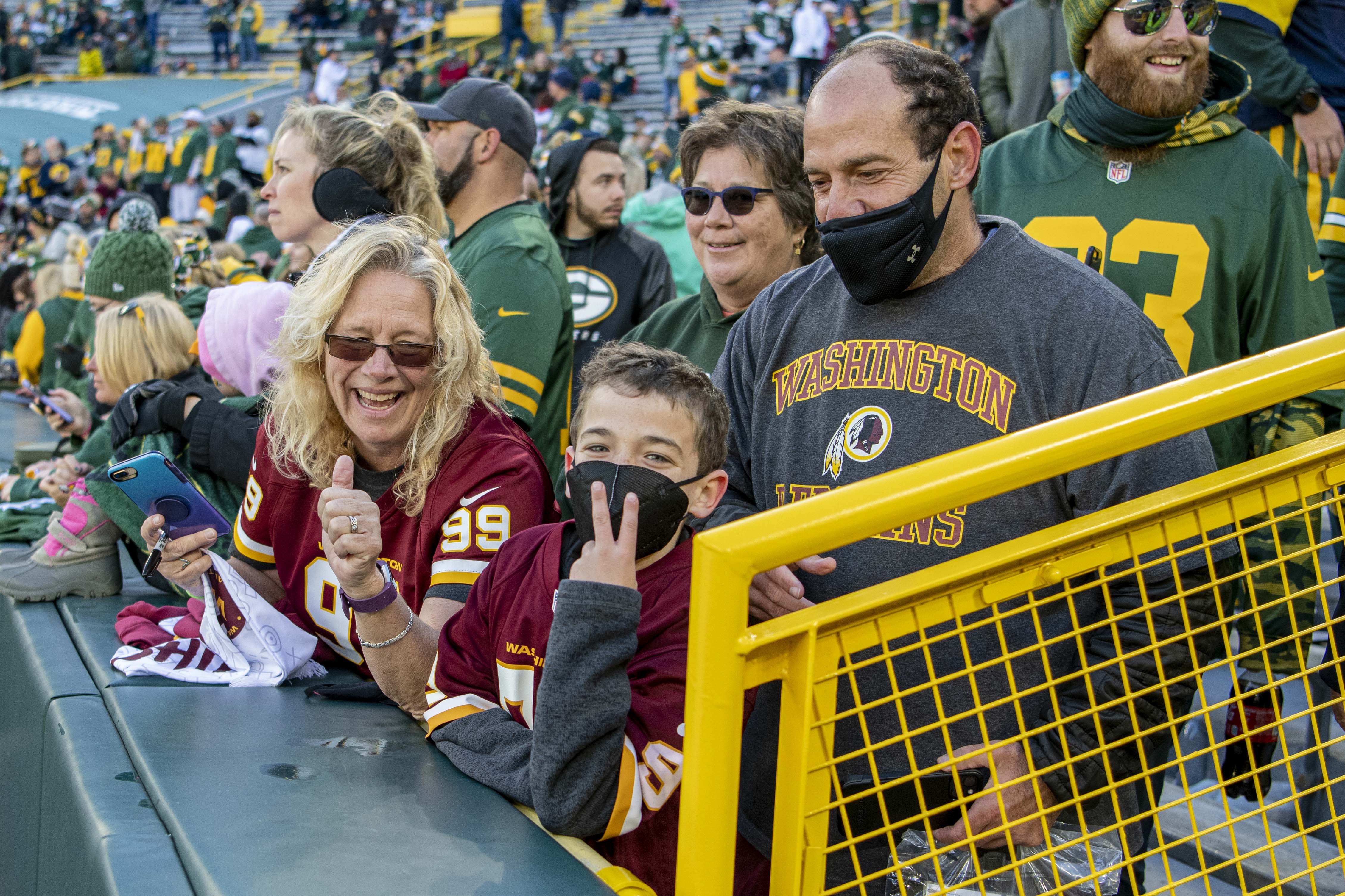NFL game action between Washington and Green Bay, Week 7, 2021