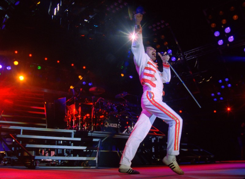 Freddie Mercury on stage in Budapest, July 1986