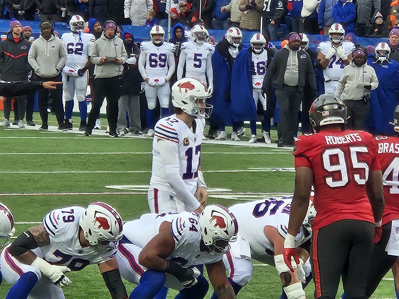 Bills quarterback Josh Allen in game action
