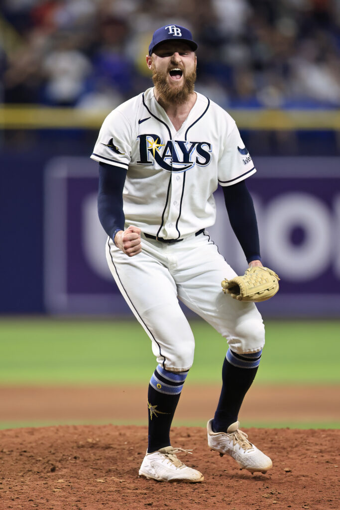 Rays and Yankees players in action during a 2026 game at Tropicana Field