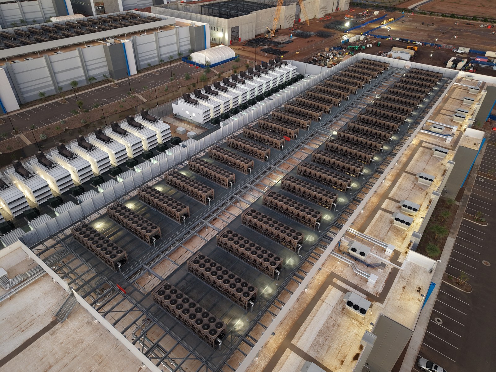 A data center rooftop in daylight — booming demand for data centers, particularly in the U.S., is driving Schneider's earnings.