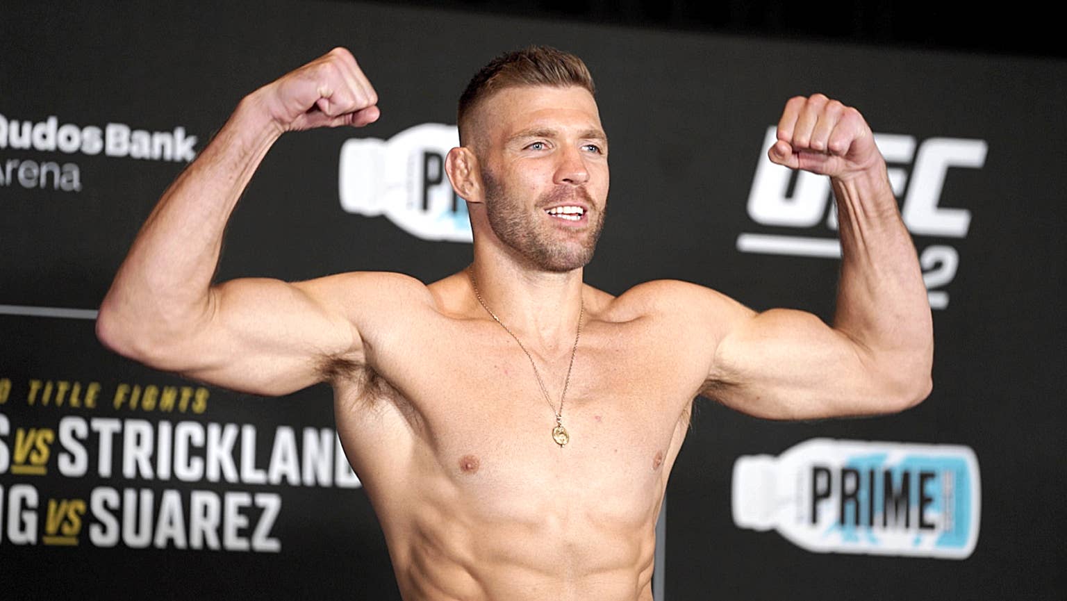 Dricus du Plessis during a UFC middleweight title fight.