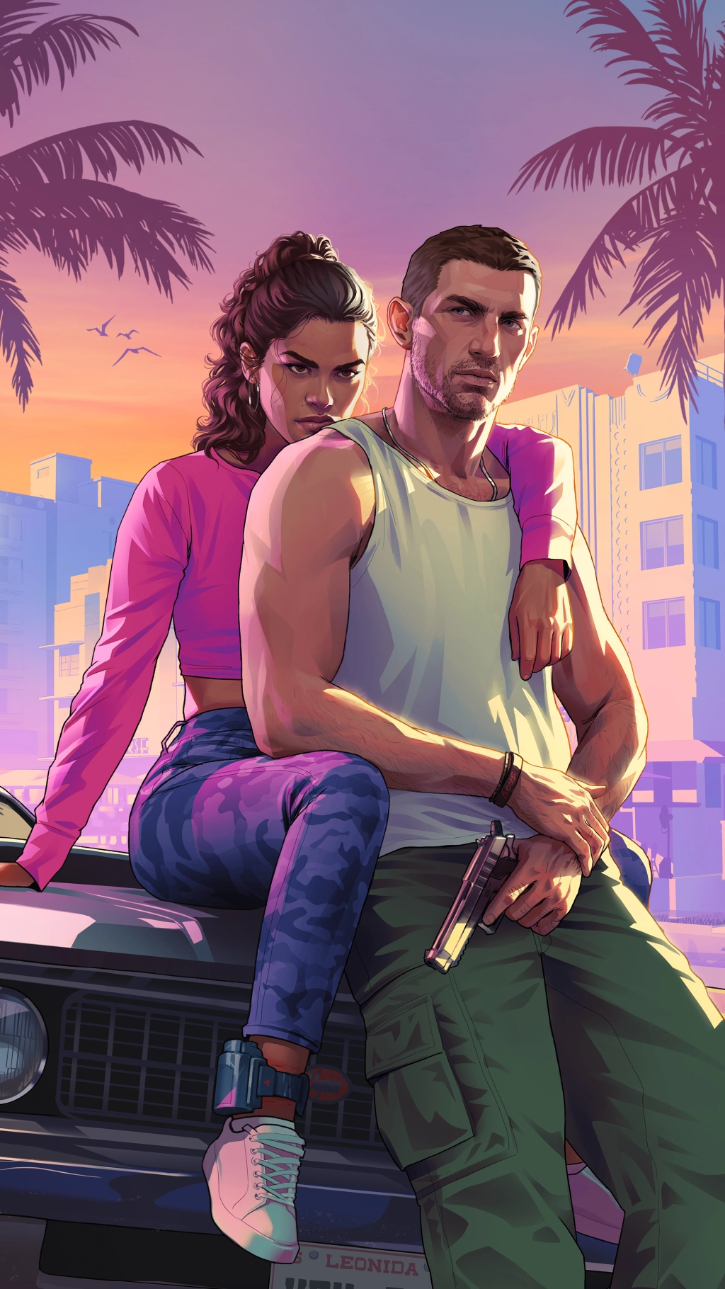 Jason and Lucia, the dual leads of Grand Theft Auto 6, in official Rockstar artwork