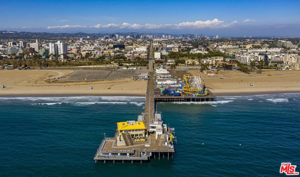 Santa Monica Pier beach on a sunny day