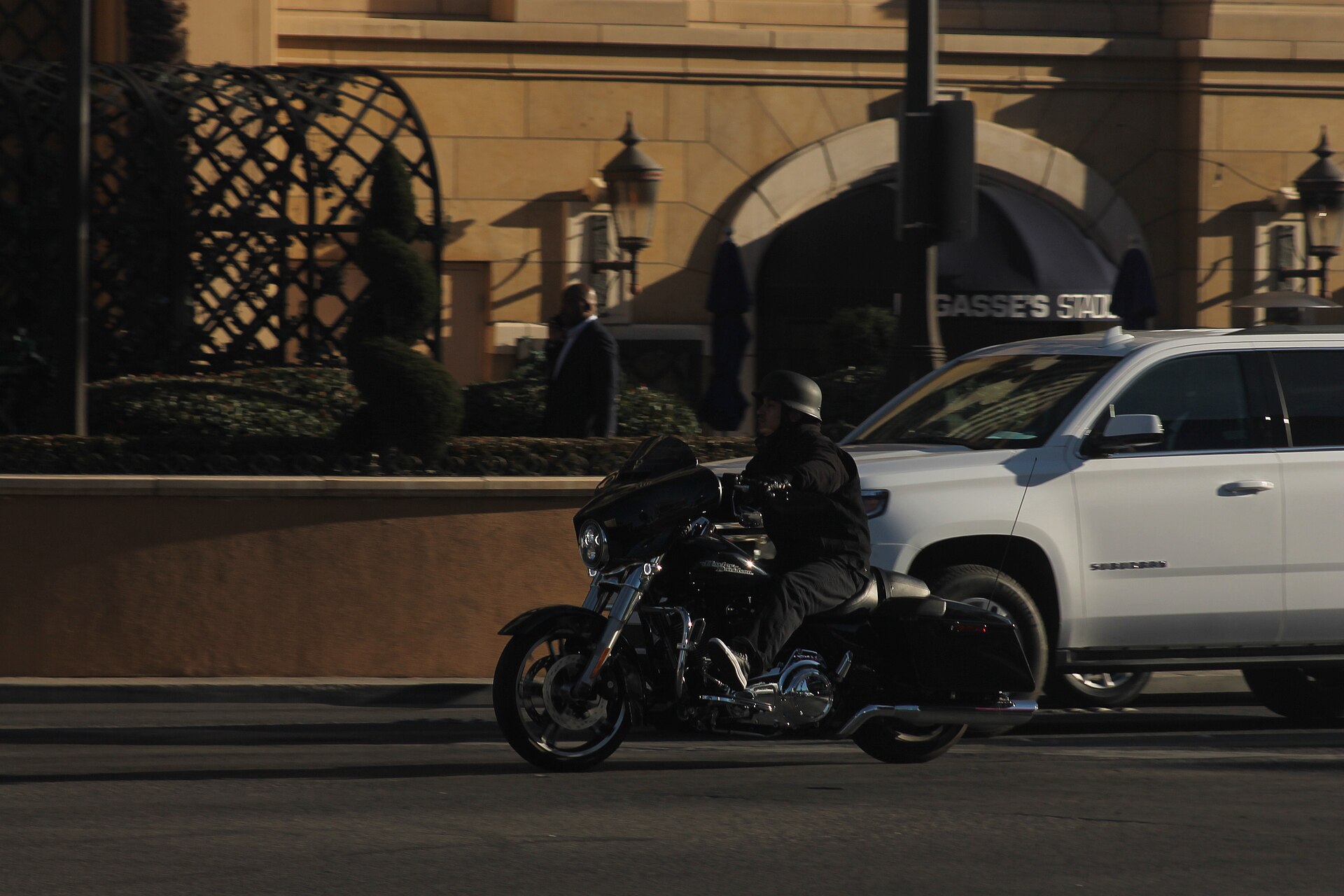 Spring Mountain Road at Las Vegas Boulevard — the road that runs west into Chinatown, where the Sonic the Hedgehog Speed Café opens today