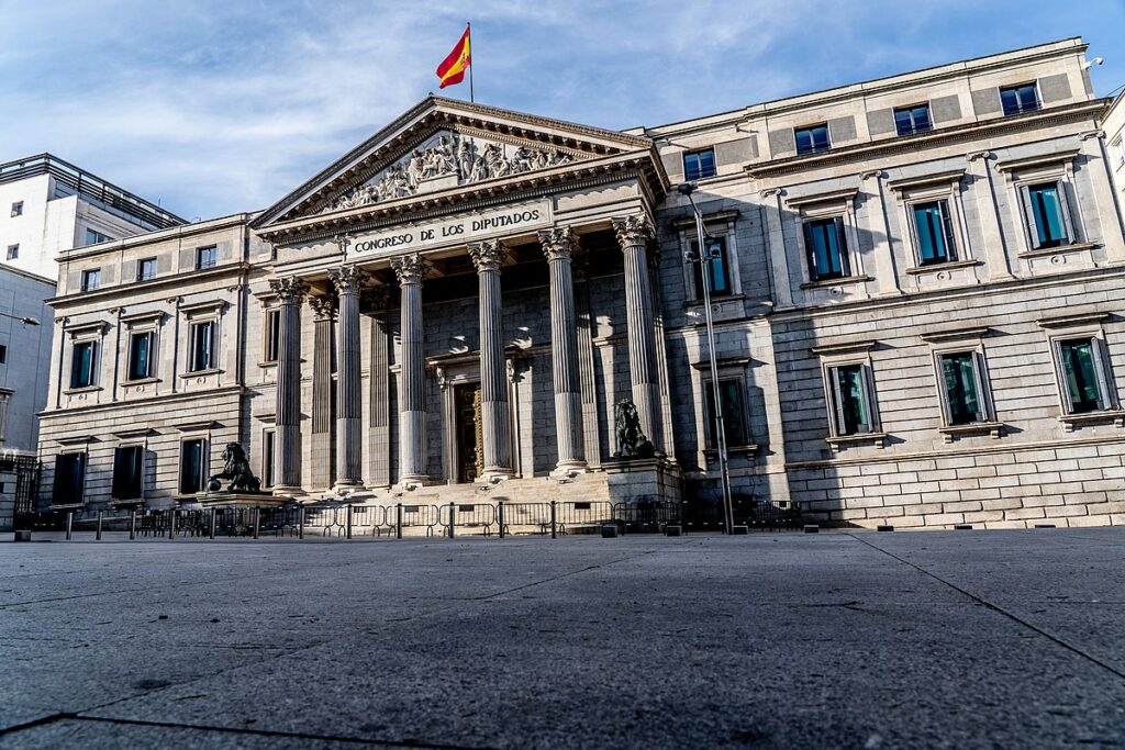 The Congreso de los Diputados in Madrid in daylight