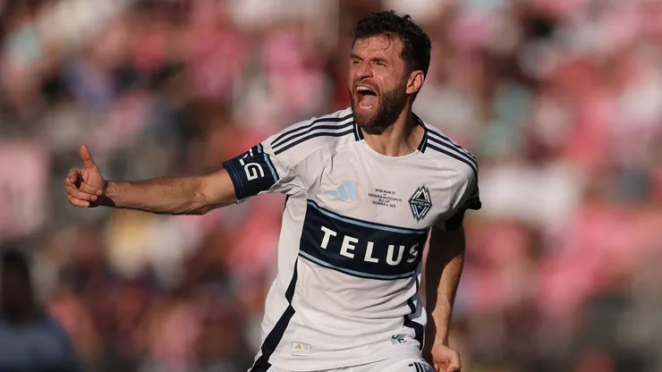 A Vancouver Whitecaps player celebrates a goal