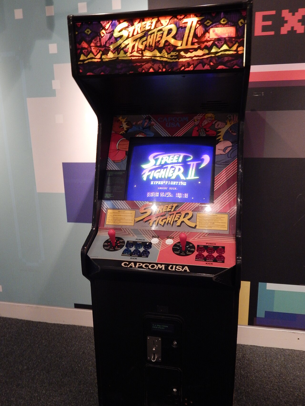 A classic Street Fighter II arcade cabinet — Paramount and Legendary promoted the new Street Fighter movie with a life-size arcade activation in Times Square