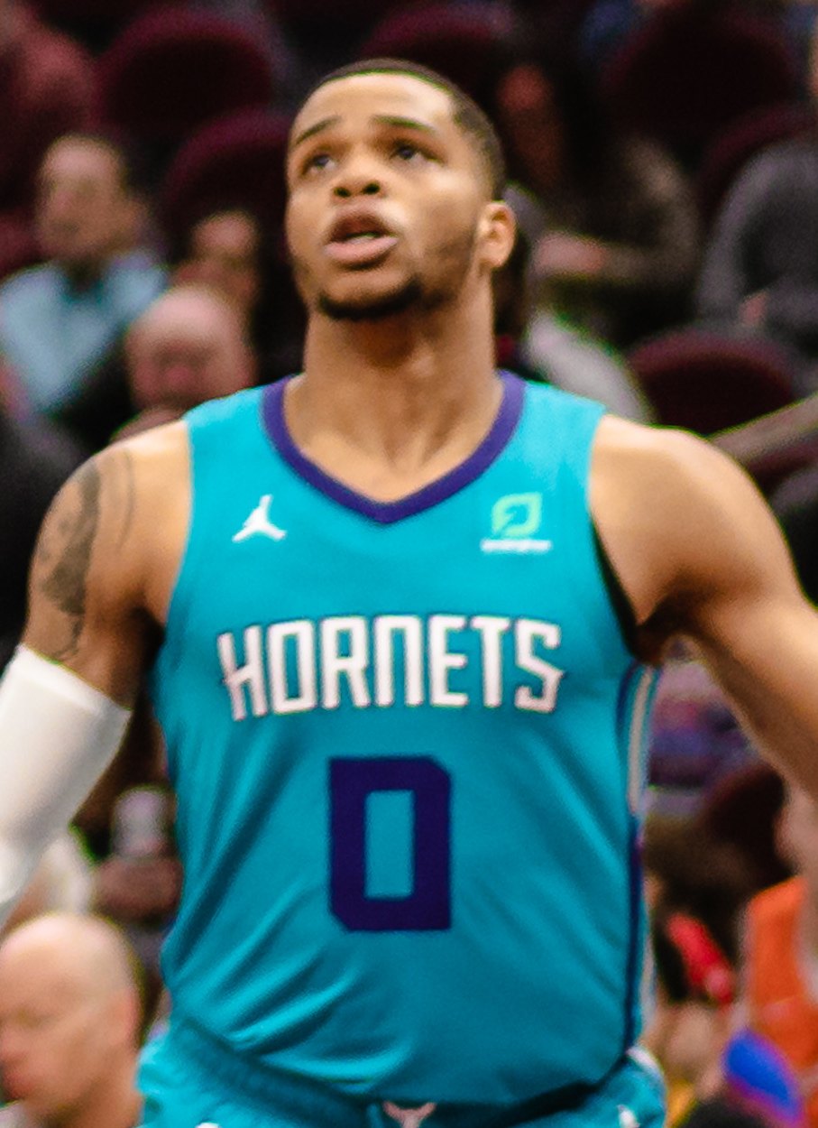 Miles Bridges drives to the basket during a 2019 game for the Charlotte Hornets