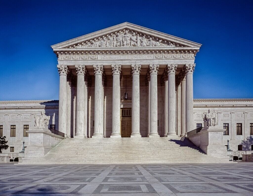 The U.S. Supreme Court building in Washington, D.C., photographed in daylight