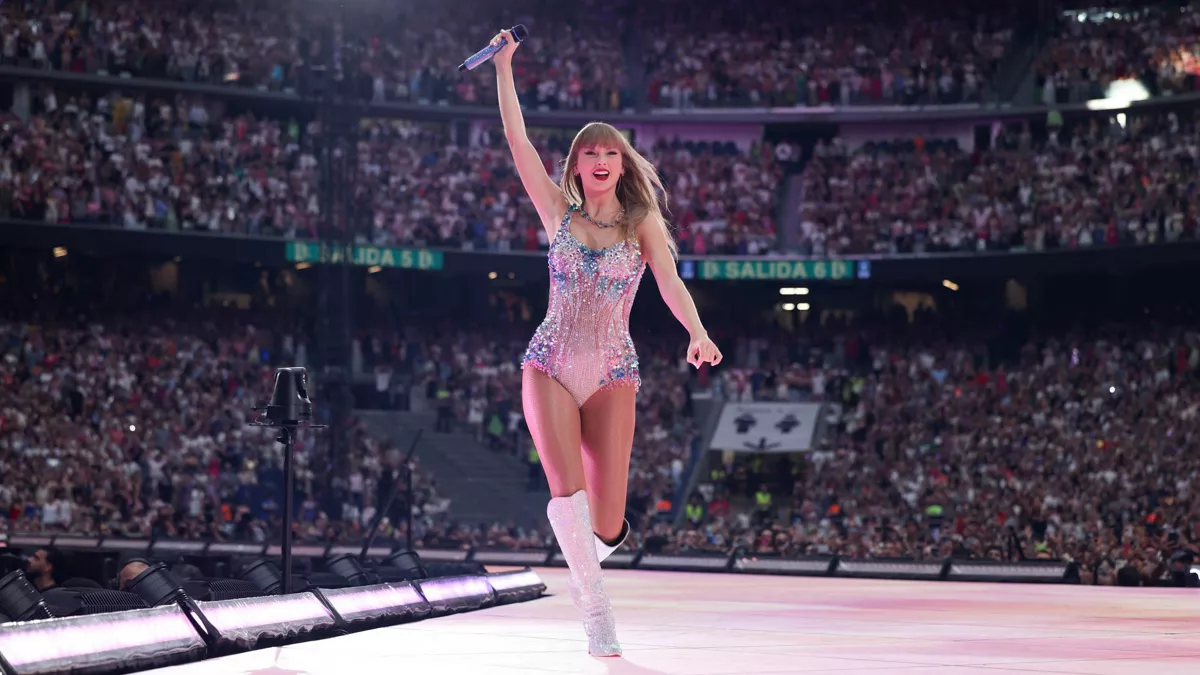 Taylor Swift performing on stage during her Eras Tour (file photo)