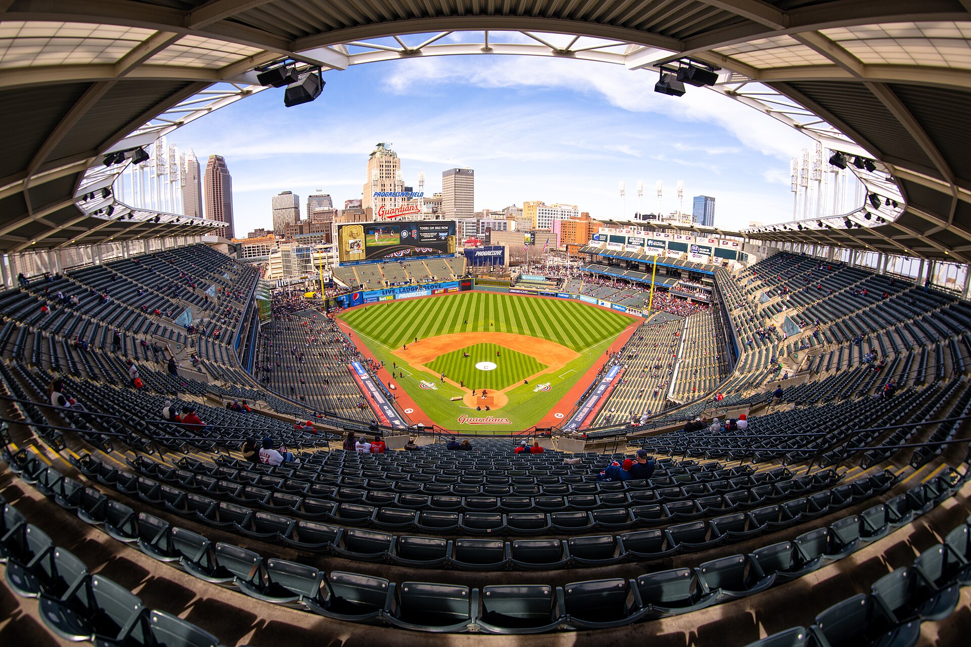 Progressive Field in Cleveland during a Guardians home game, file photo