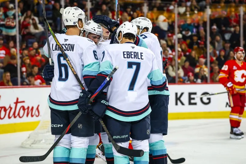 NHL players celebrating a goal (file photo)