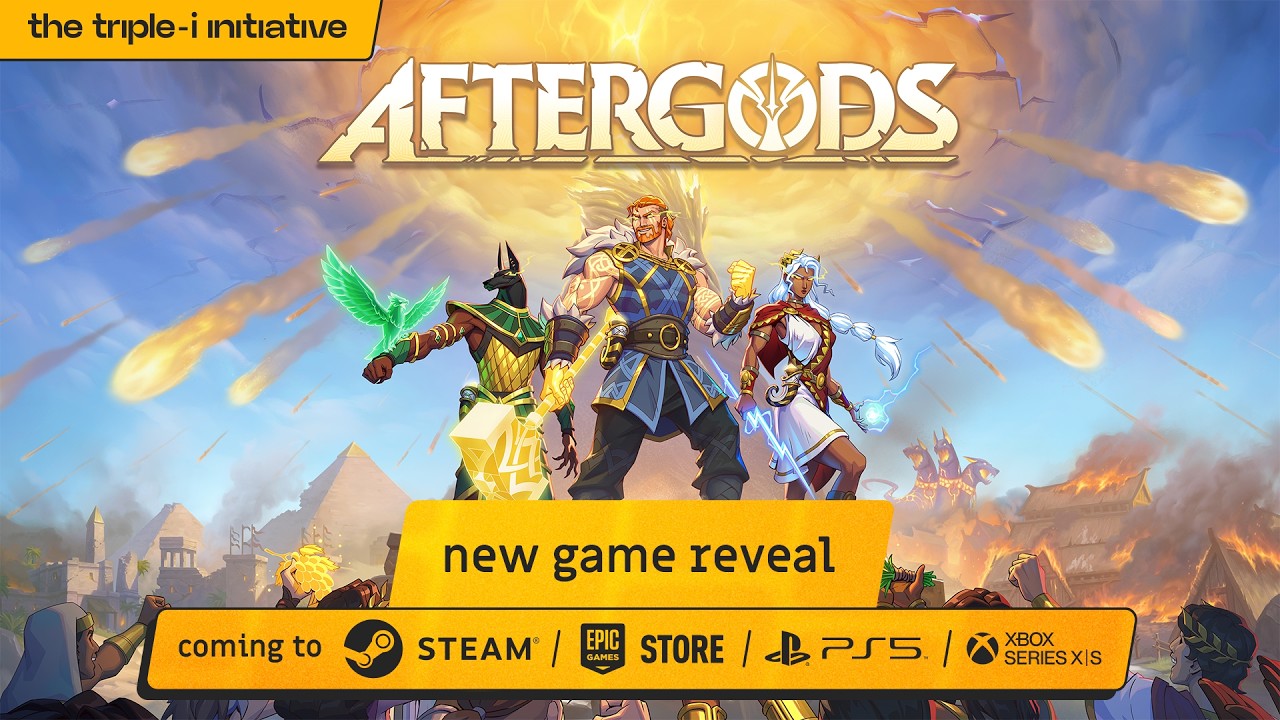Official reveal art for Aftergods, the new god-rebuilding survivalite ARPG from the makers of Tribes of Midgard, revealed at the Triple-I Initiative October Showcase