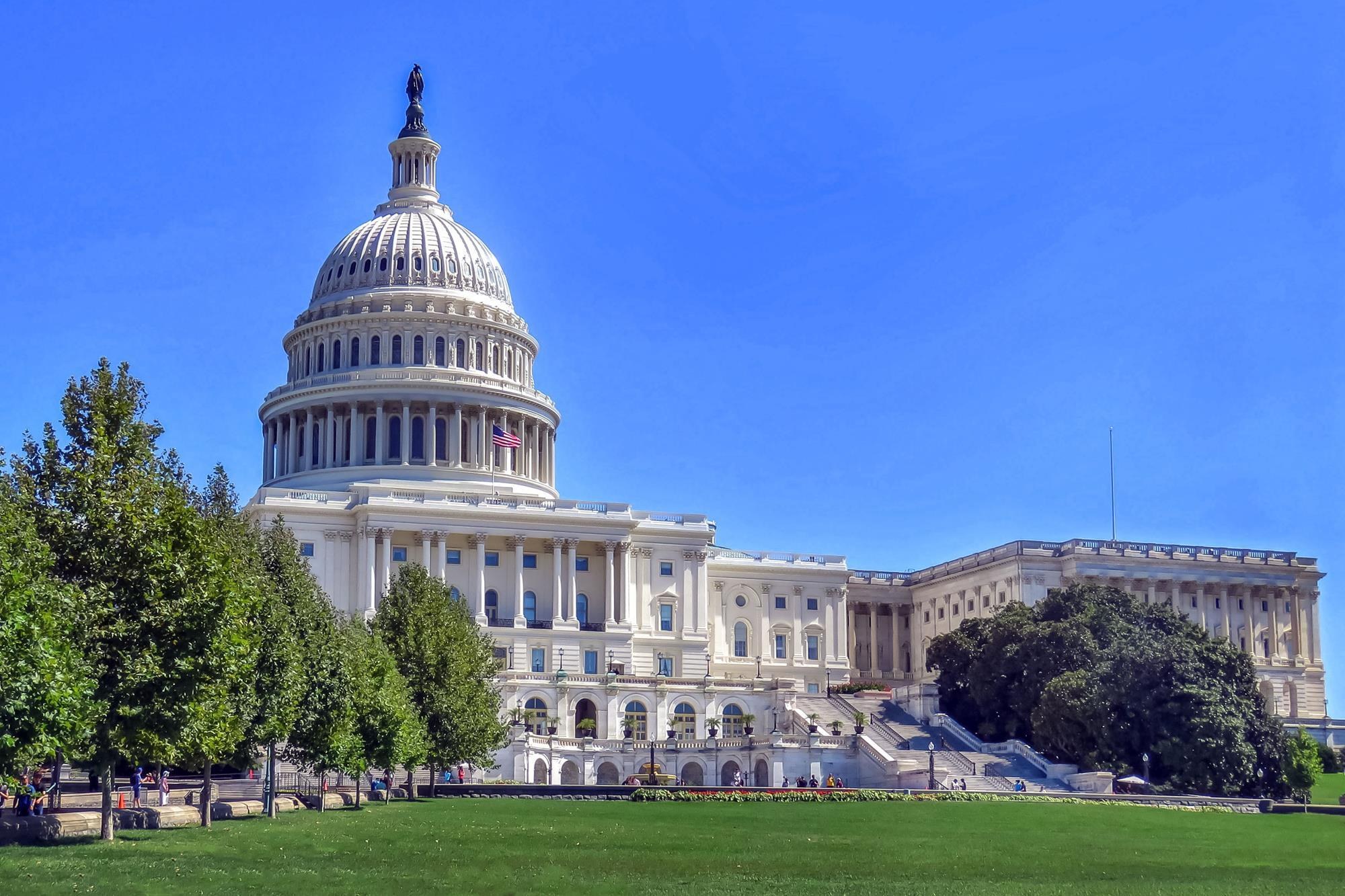 The U.S. Capitol dome on a bright sunny day