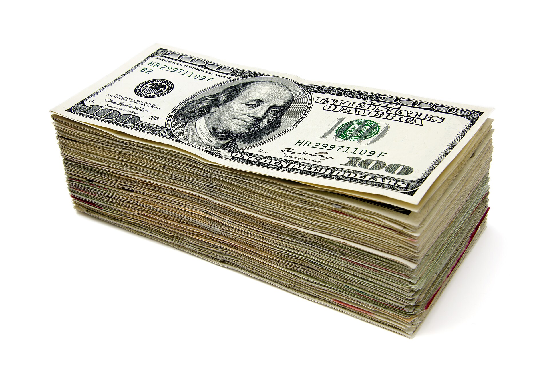United States currency, one-hundred-dollar bills