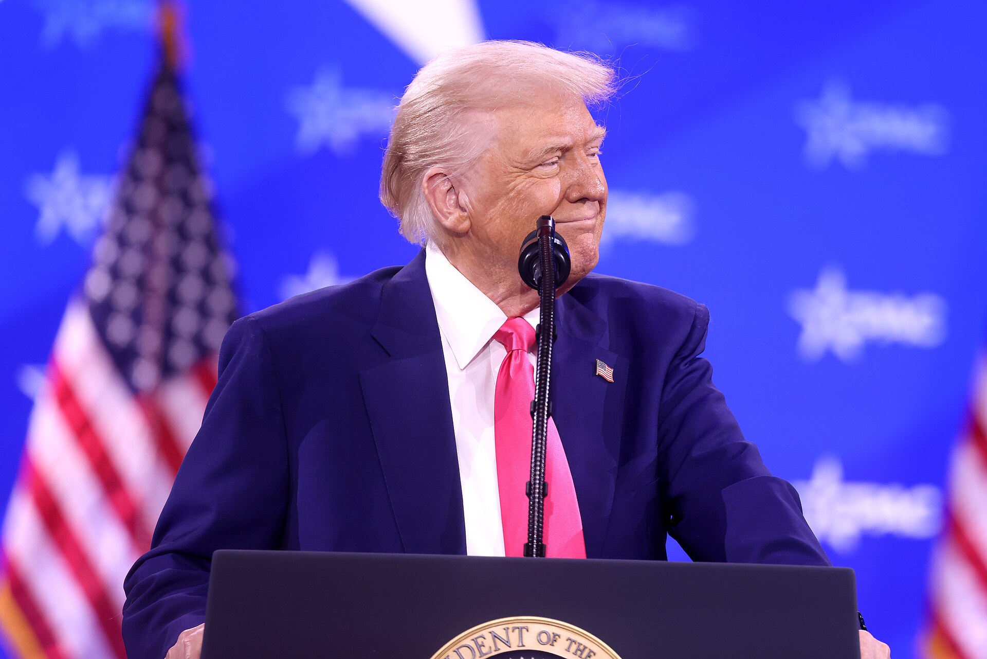 President Donald Trump speaking at a public event