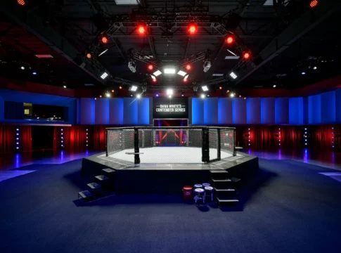 The UFC APEX octagon in Las Vegas.