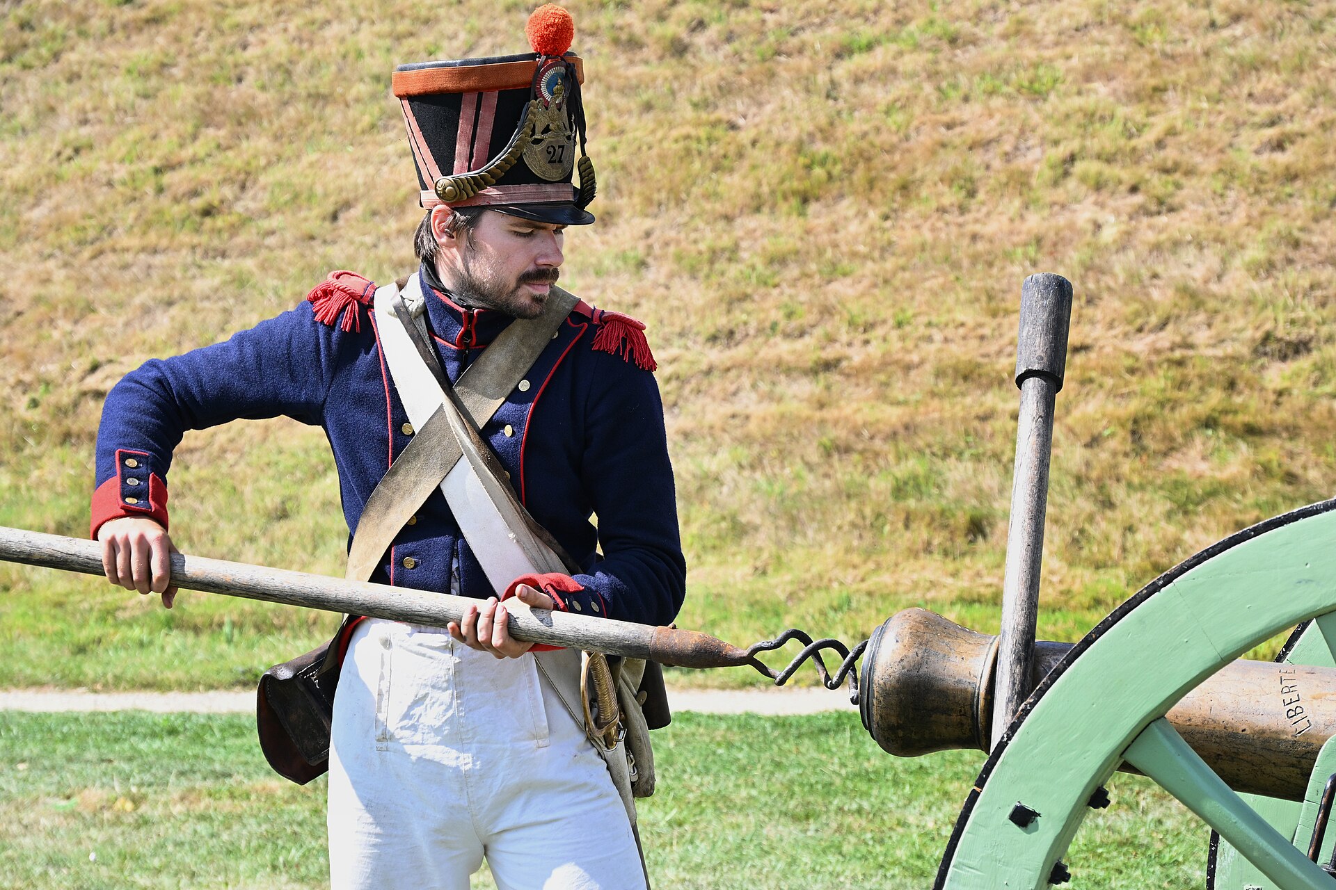 A Napoleonic artillery soldier reenactment at Waterloo (file photo)