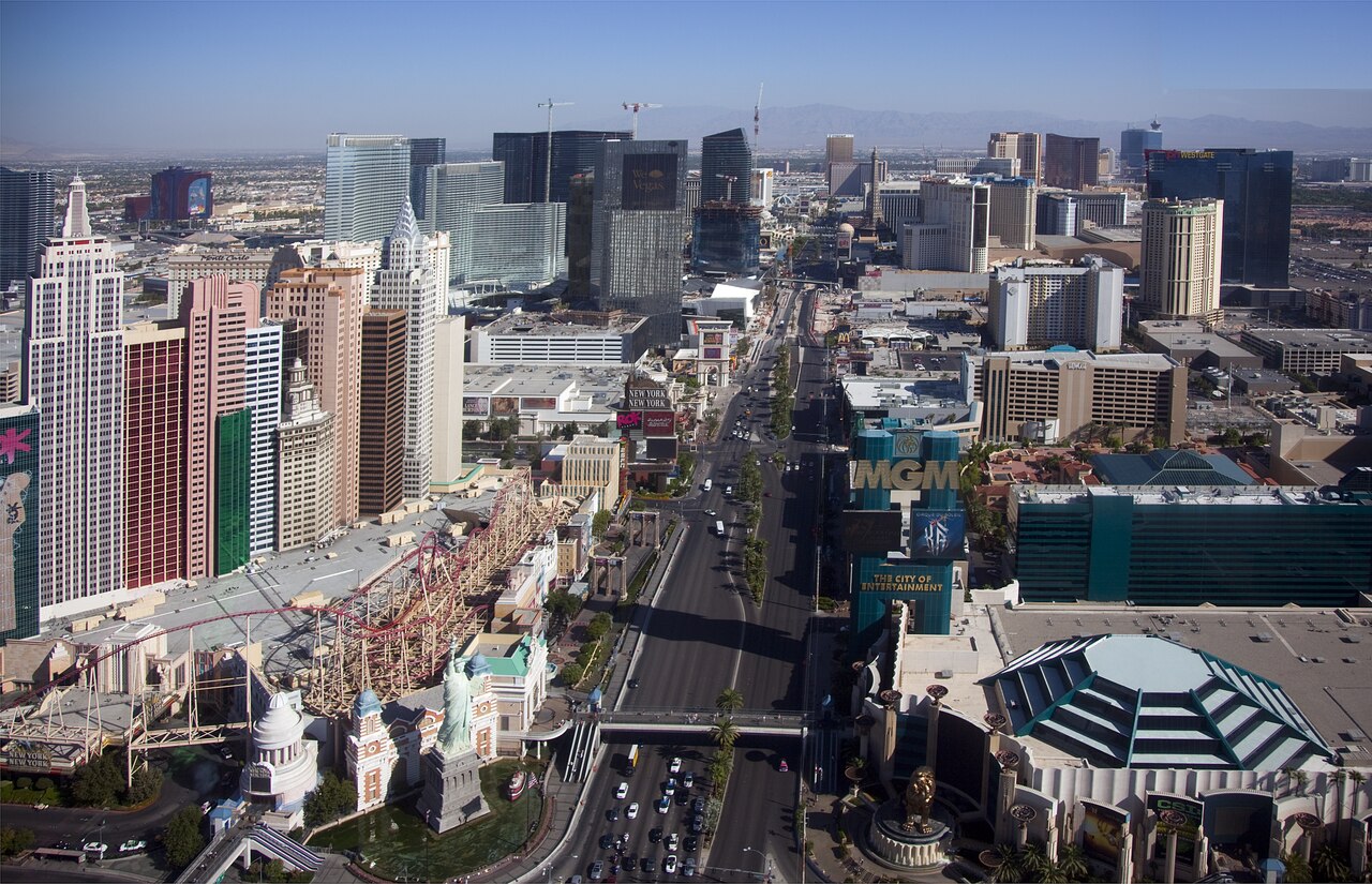 Aerial view of the Las Vegas Strip in daylight