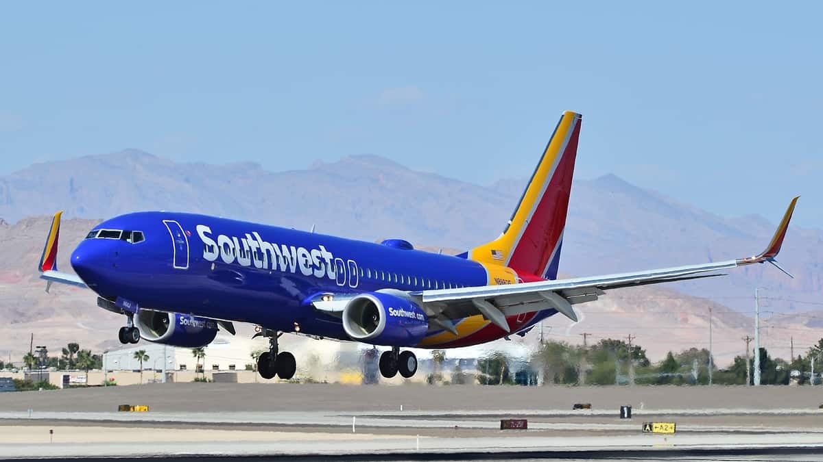 A Southwest Airlines Boeing 737 taking off
