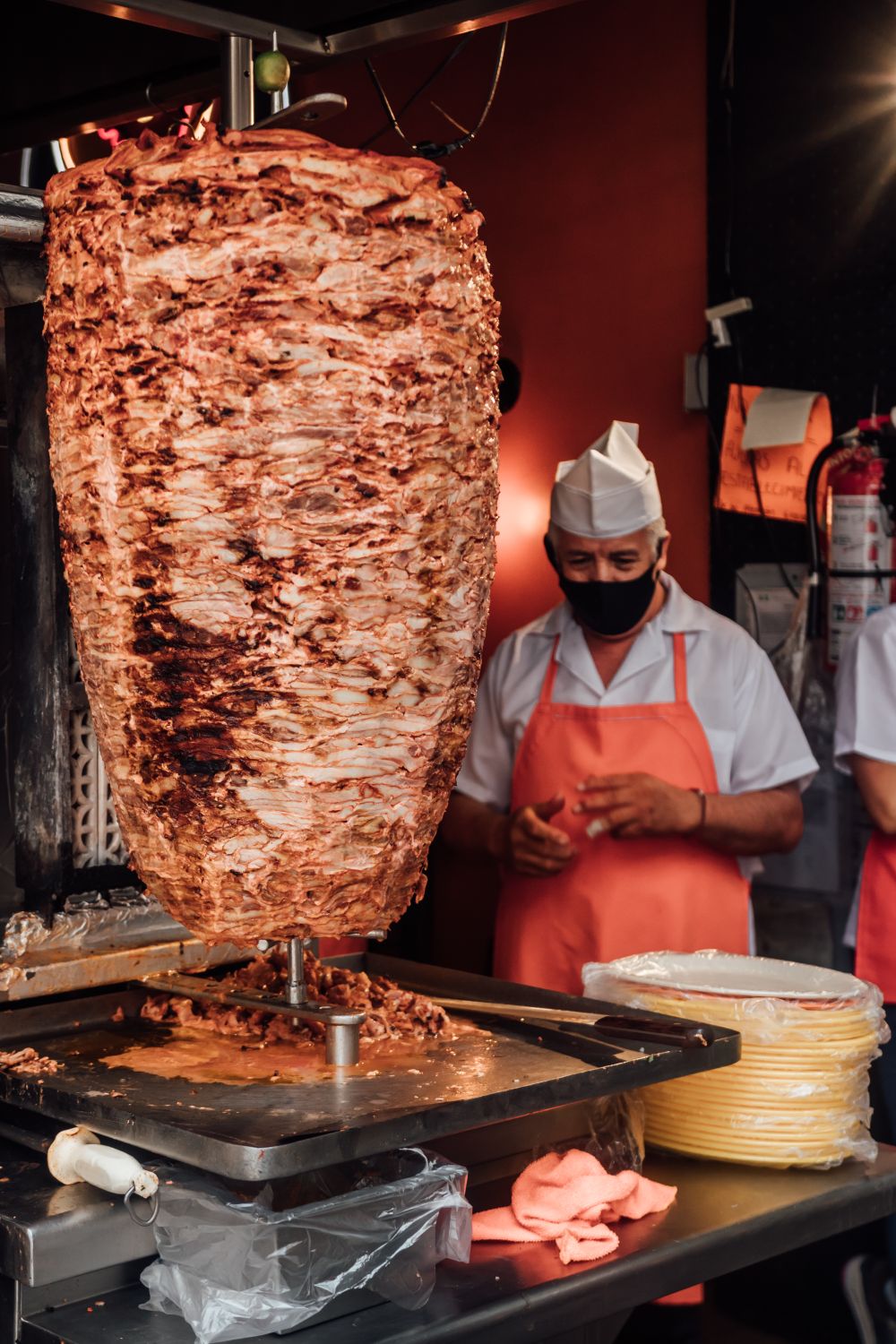 Tacos al pastor with all the fixings