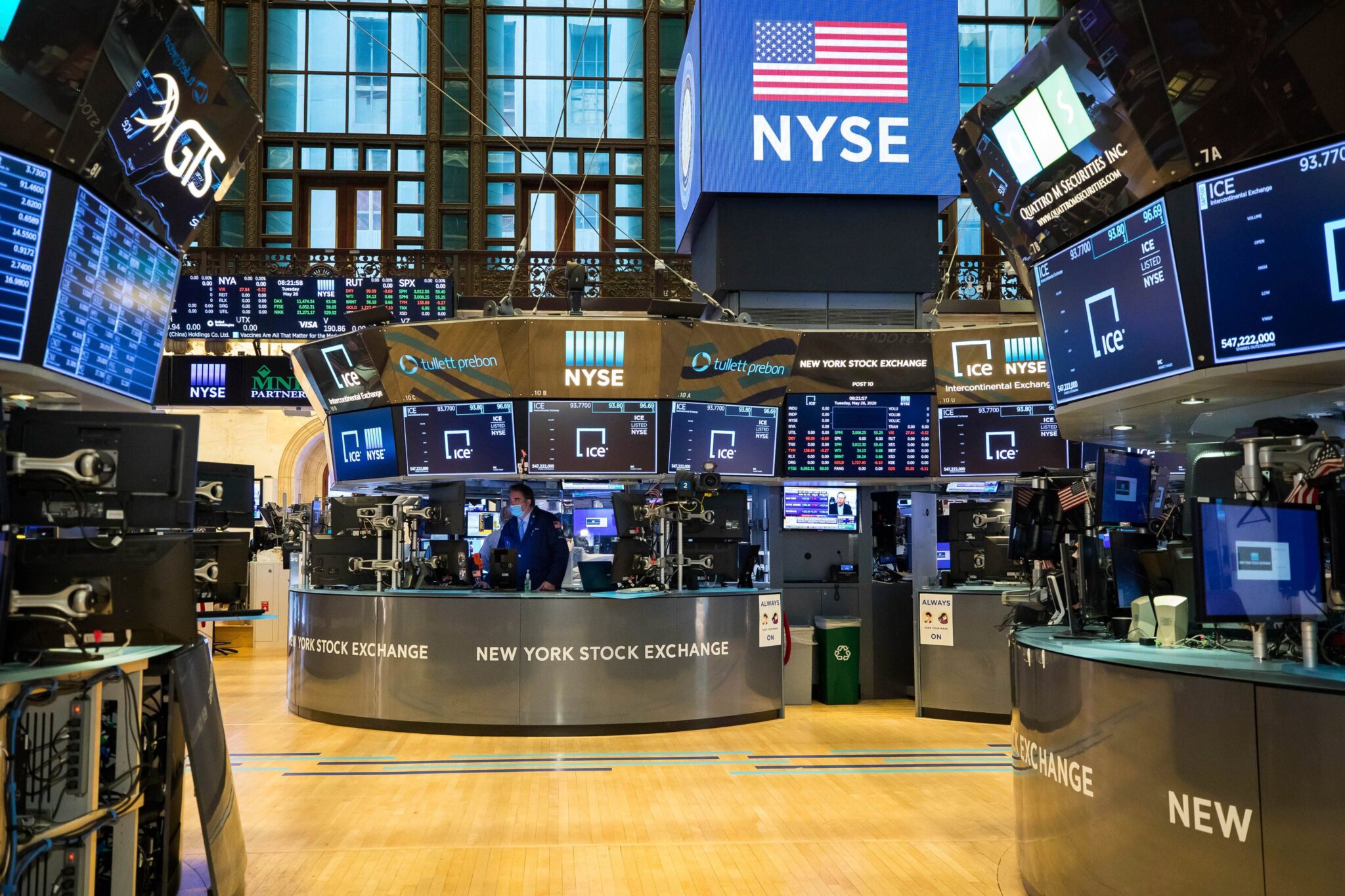 Traders at work on the New York Stock Exchange trading floor