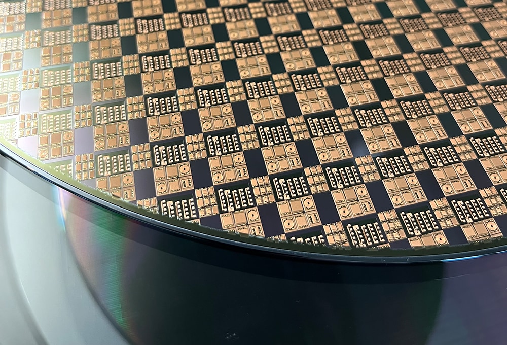 A silicon wafer used in semiconductor chip manufacturing