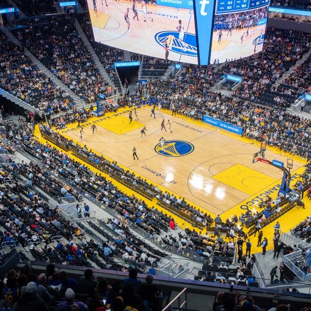 A packed Chase Center arena during a Golden State Warriors game