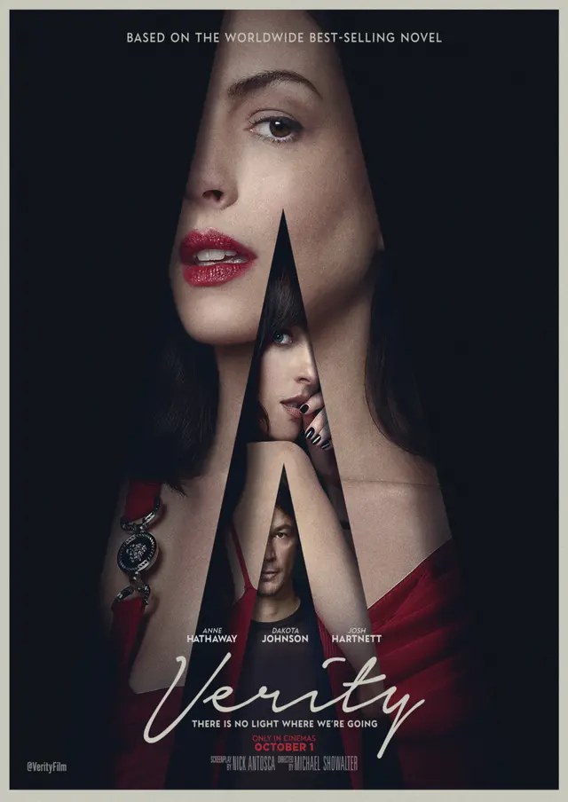Official key art for Verity, the Colleen Hoover thriller starring Anne Hathaway and Dakota Johnson