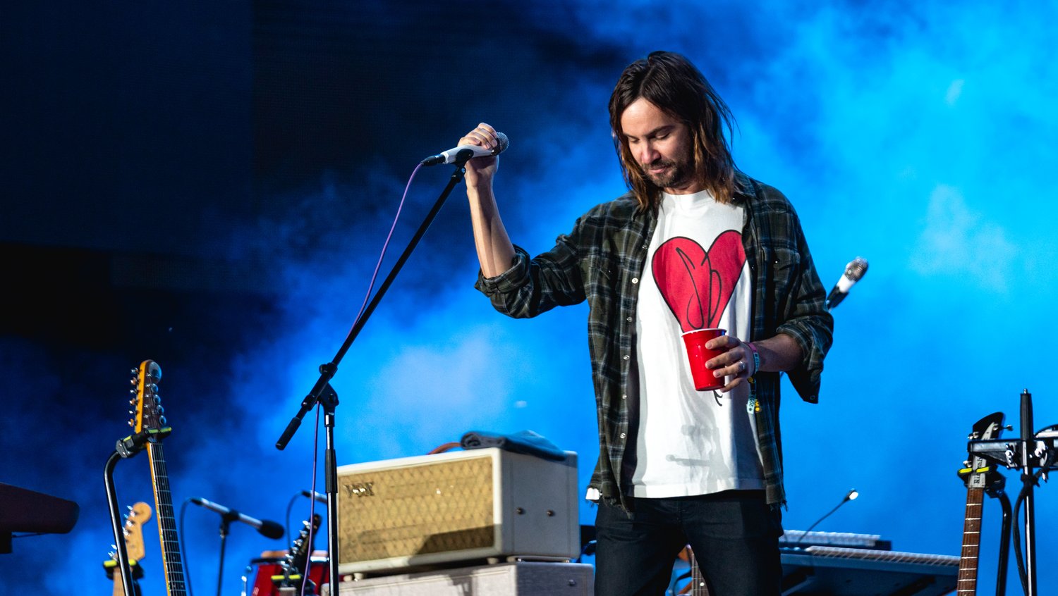 Kevin Parker of Tame Impala performing live on stage