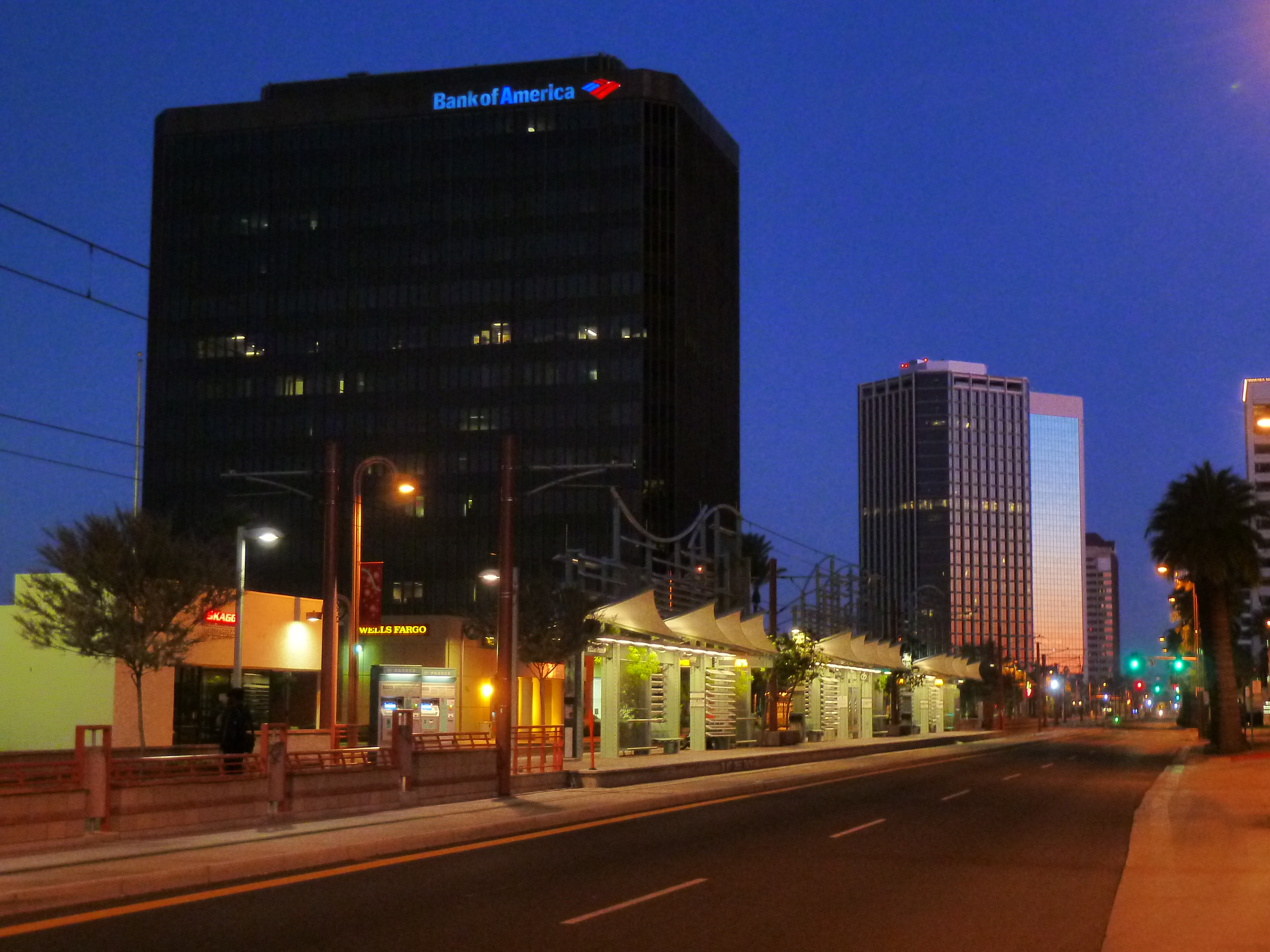 Central Avenue in Phoenix, Arizona, looking north toward the downtown towers