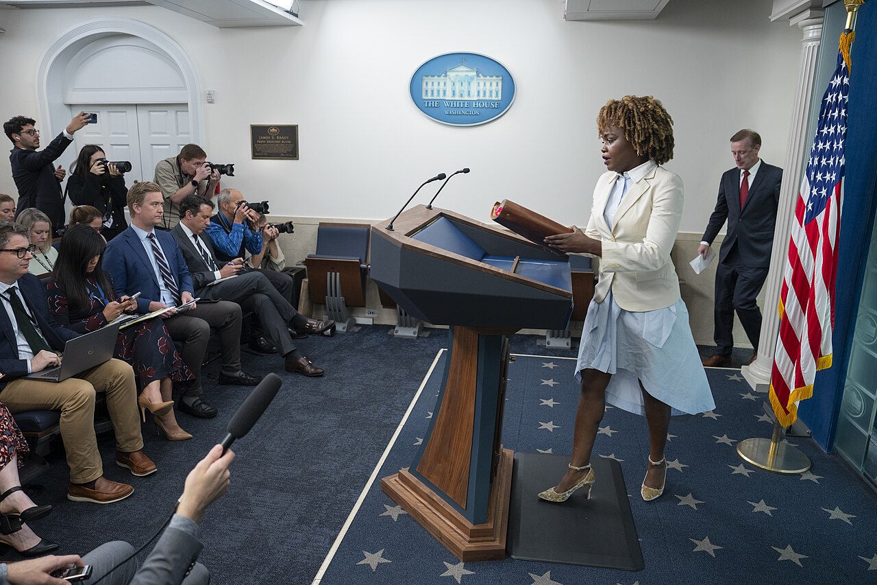A White House press briefing in the James S. Brady Press Briefing Room