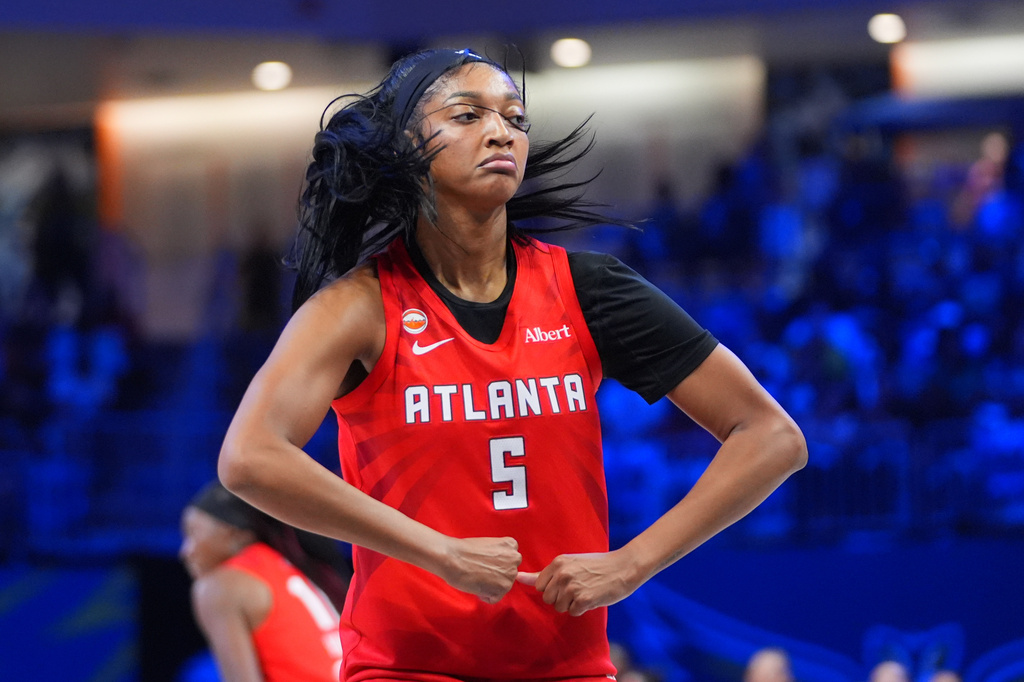 Atlanta Dream forward Angel Reese, the 2026 WNBA Defensive Player of the Year, during a 2026 WNBA game