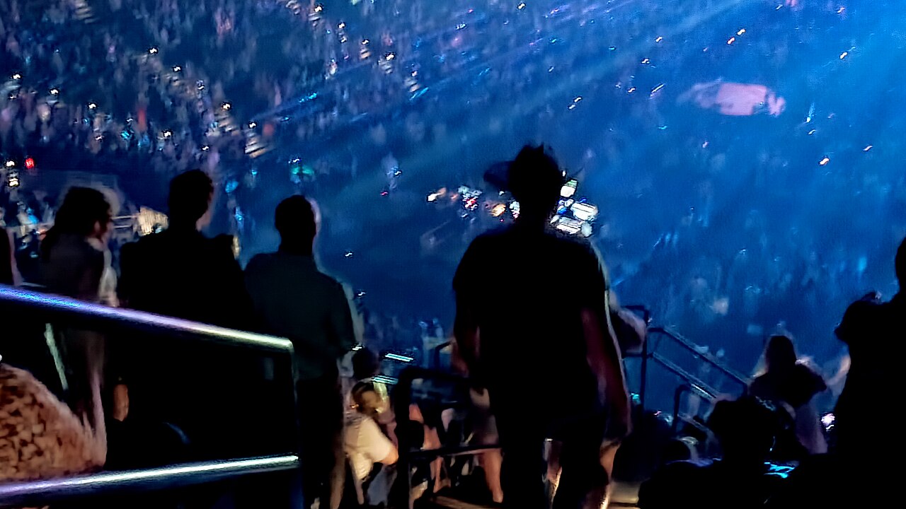 Inside the Smoothie King Center during a concert in April 2025