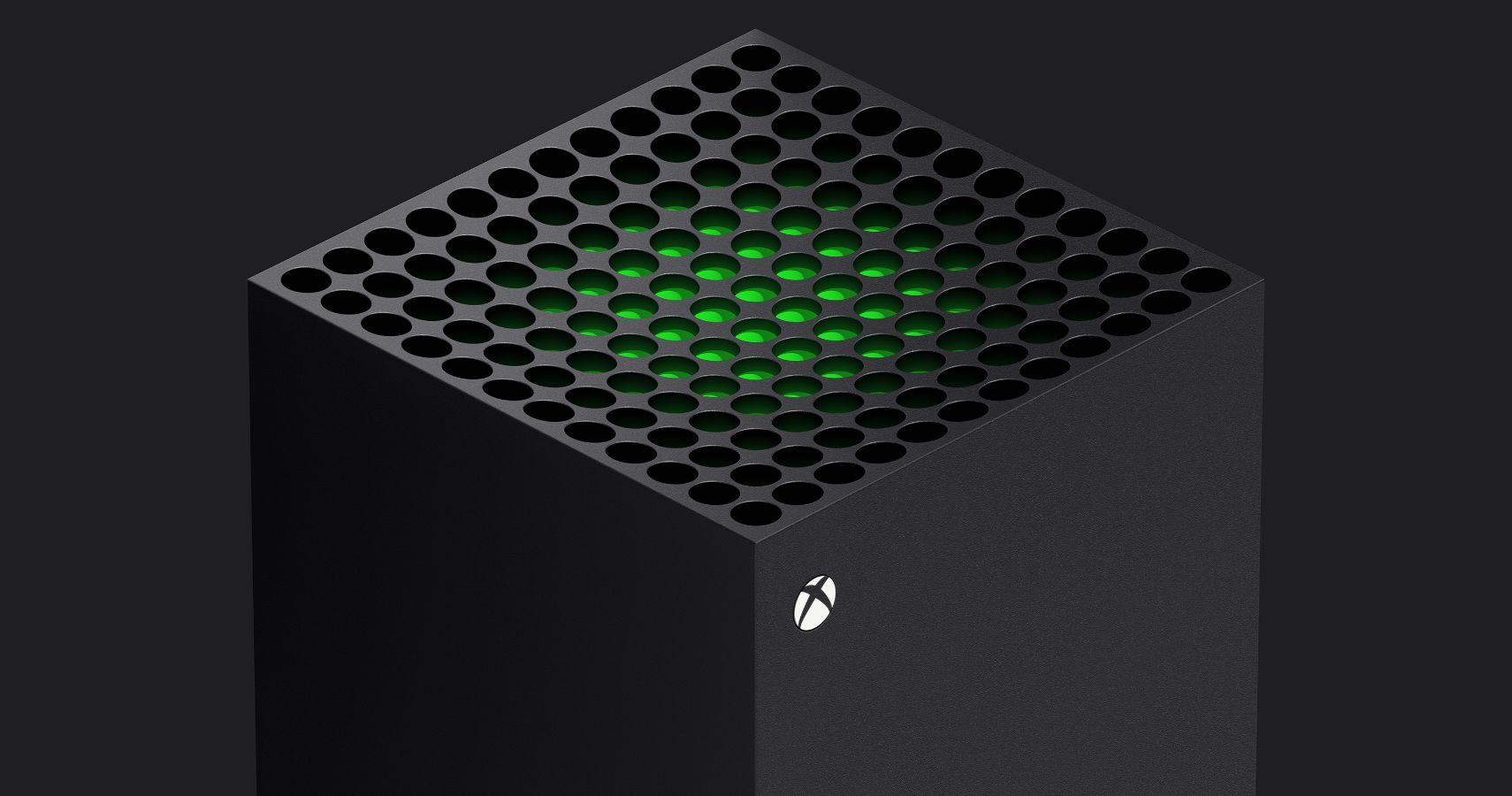 Xbox Series X console with green vent glow