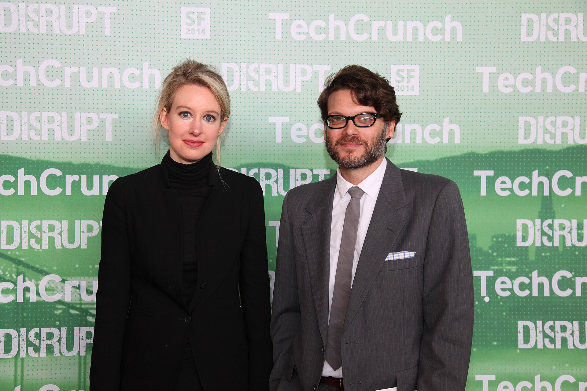Elizabeth Holmes backstage at TechCrunch Disrupt in San Francisco in 2014 (file photo)