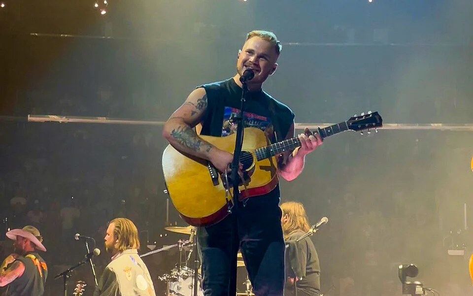 Zach Bryan performing at Crypto.com Arena in Los Angeles on August 23, 2023