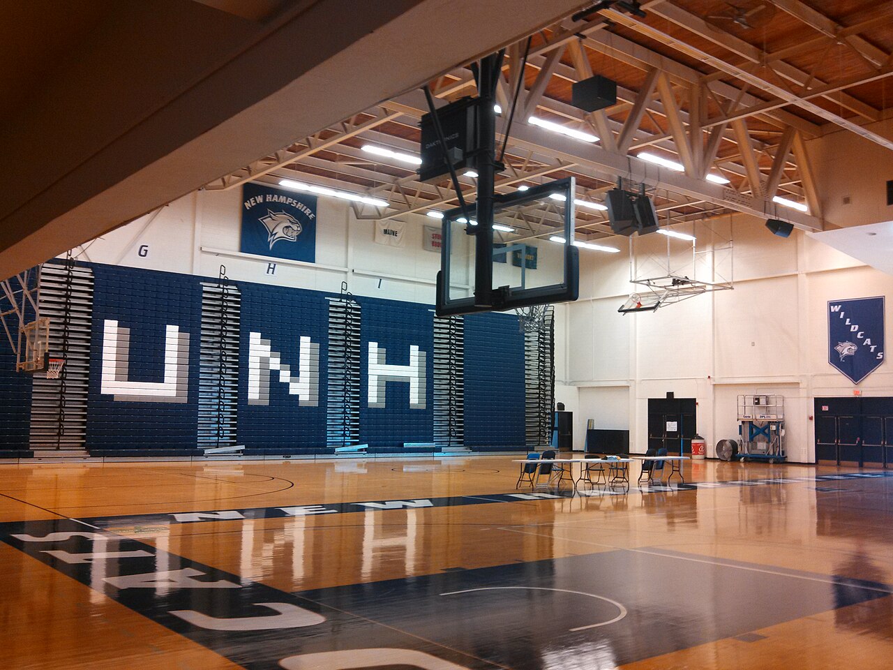 Interior of Lundholm Gymnasium with the UNH bleachers