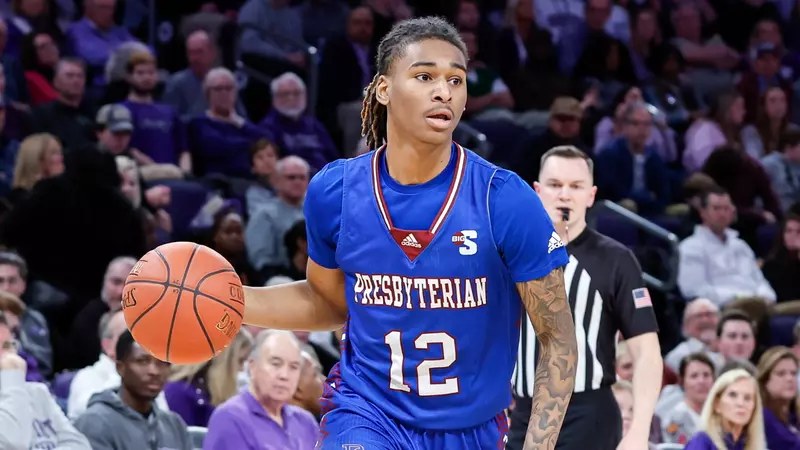 Presbyterian guard Carl Parrish in action for the Blue Hose