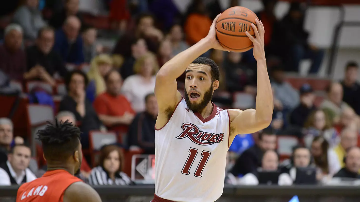 Rider Broncs basketball in action at Alumni Gymnasium