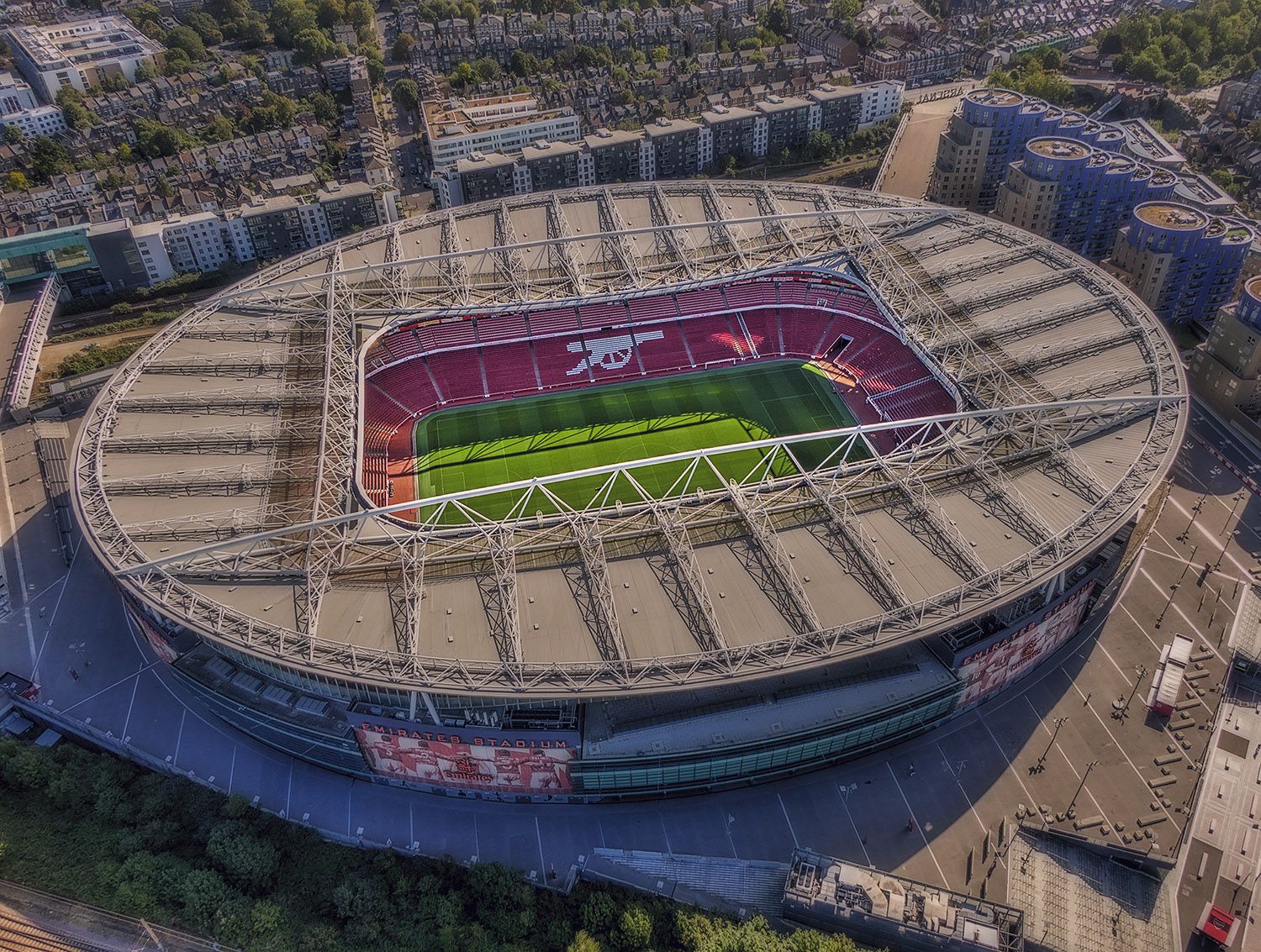 Emirates Stadium bathed in daylight before a match